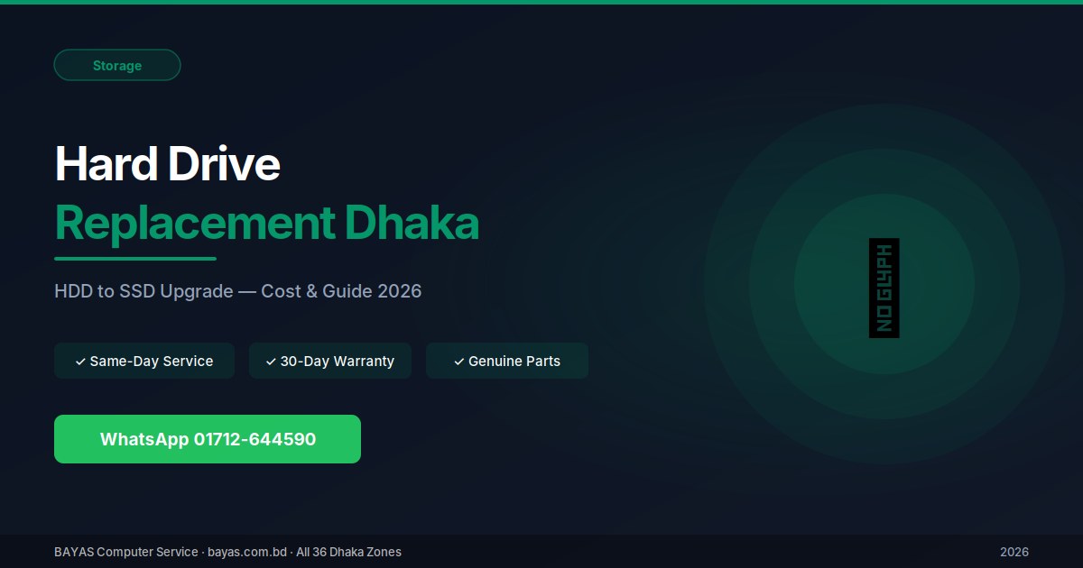 Hard Drive Replacement Dhaka — HDD to SSD Upgrade Cost 2026