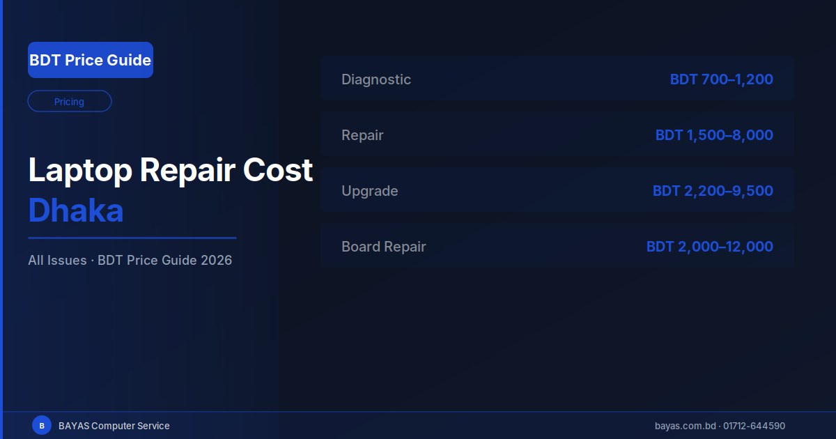 Laptop Repair Cost Dhaka — Complete 2026 Price Guide